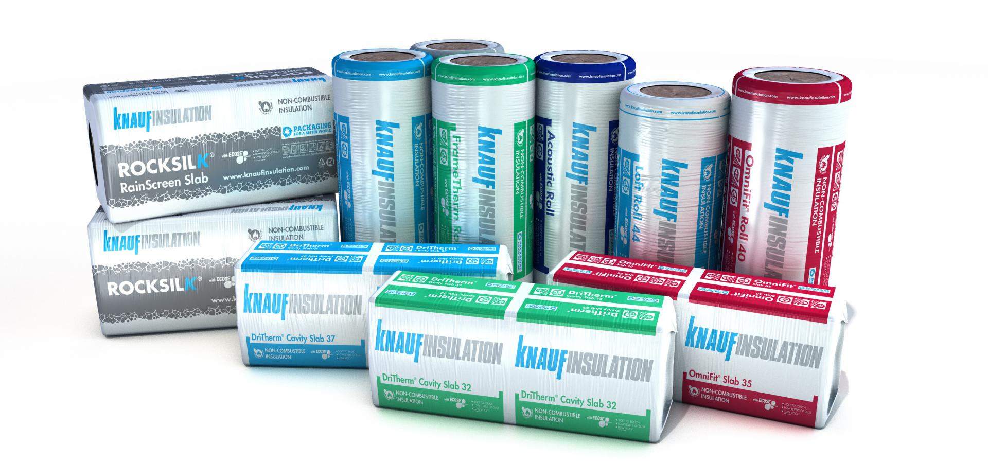 packaged insulation rolls sat next to eachother