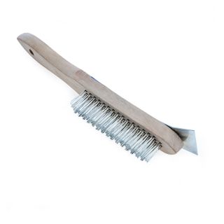 4 ROW WIRE BRUSH WITH SCRAPER