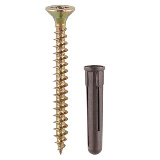 35mm BROWN PLUG 5.0x50 SCREWS BRN PLUGS 15no. SBPLUGP