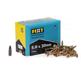 5.0 x 30  Fixt Performance Wood Screw FIXT50X030CP (200)